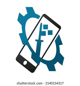 hand phone repair technology logo Icon Illustration Brand Identity