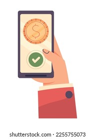 hand with phone tax app and money