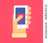 Hand with phone vector illustration in flat style. Man