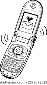 hand phone vector line art black and white