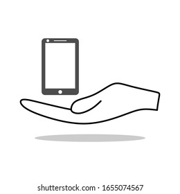Hand with phone web flat icon