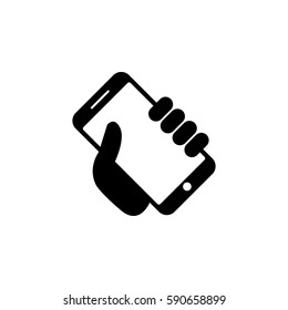 Hand with phone web flat icon. 