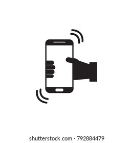 Hand with phone web flat icon isolated on background. Mobile phone icon vector illustration eps 10