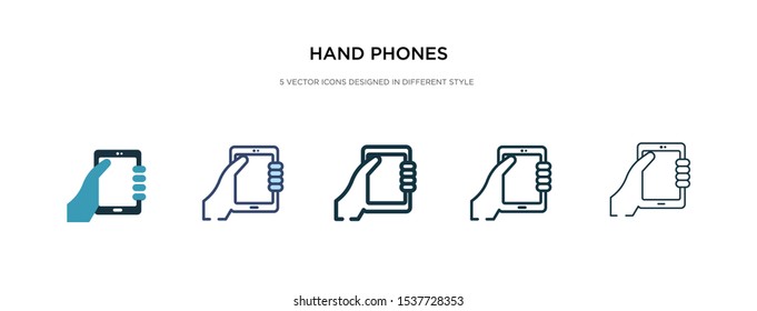 hand phones icon in different style vector illustration. two colored and black hand phones vector icons designed in filled, outline, line and stroke style can be used for web, mobile, ui