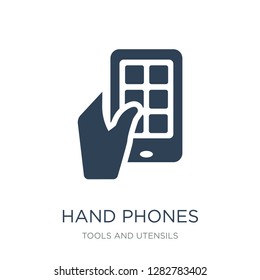 hand phones icon vector on white background, hand phones trendy filled icons from Tools and utensils collection, hand phones vector illustration