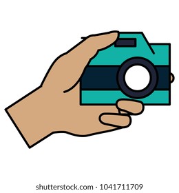 hand with photographic camera