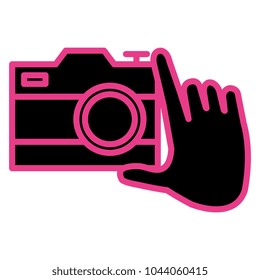 hand with photographic camera