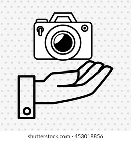 hand and photographic camera isolated icon design, vector illustration  graphic 