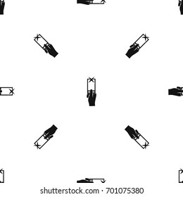 Hand photographs on smartphone pattern repeat seamless in black color for any design. Vector geometric illustration