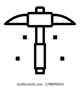 Hand pick axe icon. Outline hand pick axe vector icon for web design isolated on white background