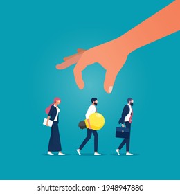 Hand pick businessman with idea from a group of people, Choosing the Best Business Idea