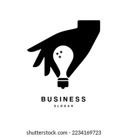 hand pick lamp logo design, hand and lamp logo design