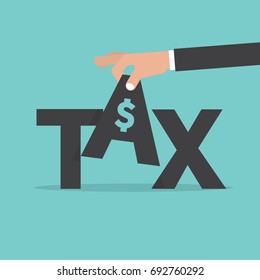 Hand Pick up TAX. Fee Levied Upon Incomes Vector Illustration