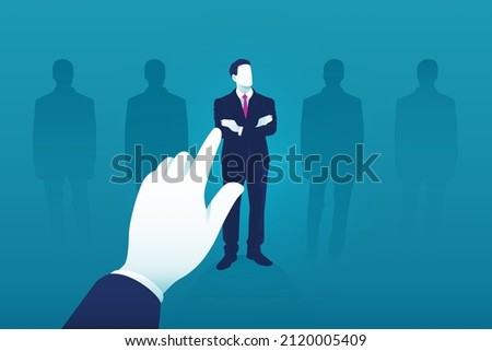 Hand picking businessman concept. Choosing the best candidate for job background.