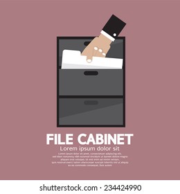 Hand Picking A Document From A File Cabinet Vector Illustration