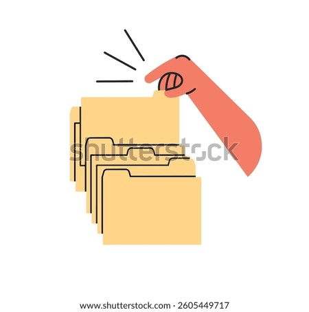 Hand picking a document from a row manila folder