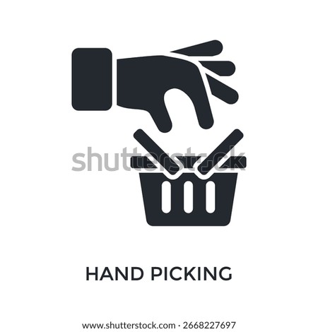 Hand Picking Icon Glyph Style. Vector Illustration For Graphic Design