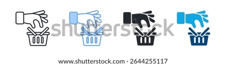Hand Picking Icon Set Multiple Style. Design In Outline, Blue, Glyph, Dual Tone