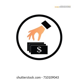 Hand Picking money.vector illustration.