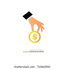 Hand Picking money.vector illustration.