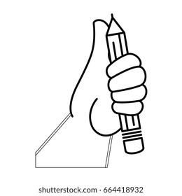 hand picking up a pencil