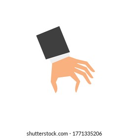 Hand picking something, grabbing, holding or reaching. Hand isolated on white background. Flat cartoon style vector illustration