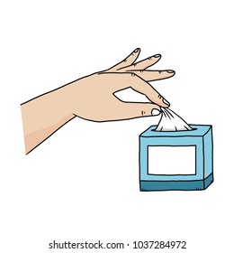 The hand is picking up the toilet paper,Hand drawn,Vector,Illustrations.