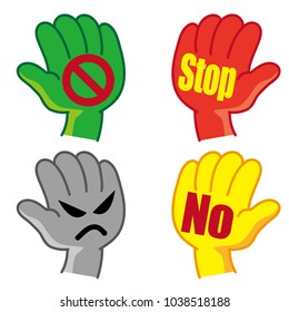 hand pictogram set / Vector illustration of "stop" or "No"