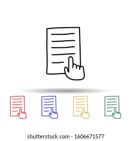 hand and a piece of paper sketch multi color style icon. Simple thin line, outline vector of education icons for ui and ux, website or mobile application