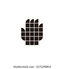 Mano, piezas símbolo geométrico simple vector logo