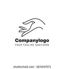 Hand and Pigeon illustration for Cosmetics Logo. a Simple Flat Vector Design