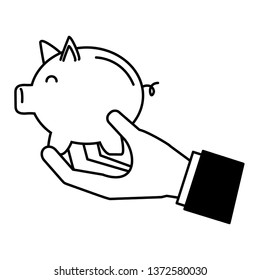 hand with piggy bank saving