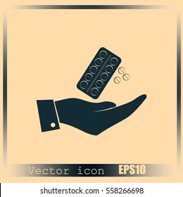 Hand with pill icon