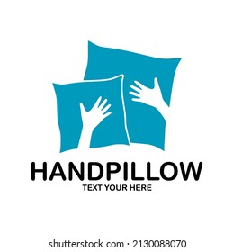 Hand pillow vector logo template. This design use negative space style. Suitable for sleep business