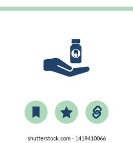 Hand with pills vector icon.
