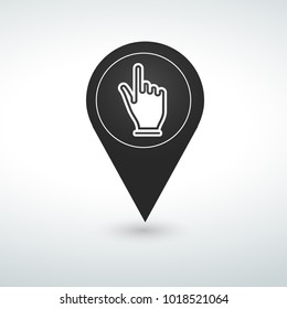 Hand pin. Map pin icon.