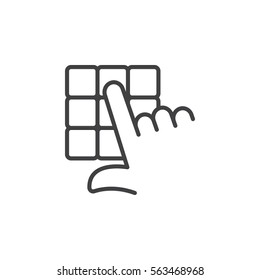 Hand And Pin Pad Line Icon, Outline Vector Sign, Linear Pictogram Isolated On White. Enter Pin Code Symbol, Logo Illustration