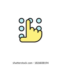 Hand-Pin-Vektorsymbol einzeln auf weißem Hintergrund