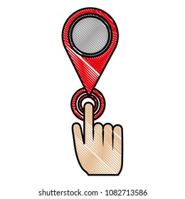 hand with pin pointer location isolated icon