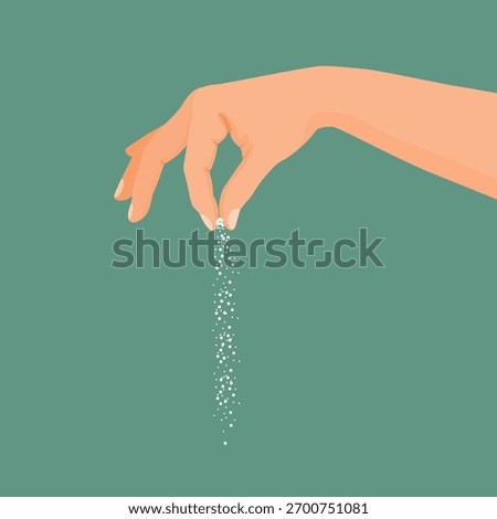 Hand pinching salt, sugar or sprinkle spices, seasoning gesture