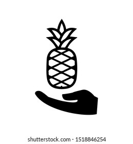 hand with pineapple, business icon vector design template