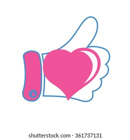 hand in a pink blue colors