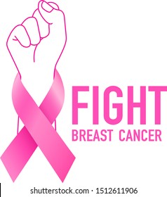 Hand Pink Ribbon Fight Breast Cancer Stock Vector (Royalty Free ...