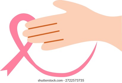 Hand With Pink Ribbon Loop