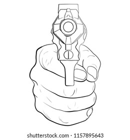 Hand with pistol. Guns forward. Vector illustration