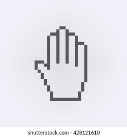 Hand pixel line icon. Stop icon . Vector illustration
