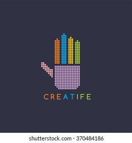 hand pixel sign