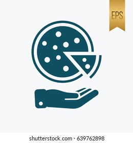 Hand and Pizza Icon. Flat Isolated Vector 