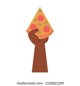hand with pizza portion icon