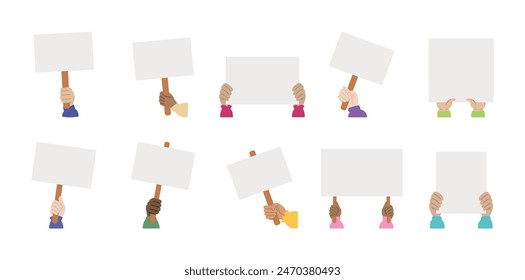 Hand with Placard Illustration Set